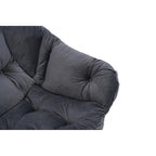 Fauteuil de salon contemporain Accent, fauteuil simple à cadre en acier avec accoudoirs et une poche latérale, avec repose-pieds, avec tabouret.