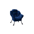 Fauteuil de salon contemporain Accent, fauteuil simple à cadre en acier avec accoudoirs et une poche latérale, avec repose-pieds, avec tabouret.
