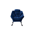 Fauteuil de salon contemporain Accent, fauteuil simple à cadre en acier avec accoudoirs et une poche latérale, avec repose-pieds, avec tabouret.