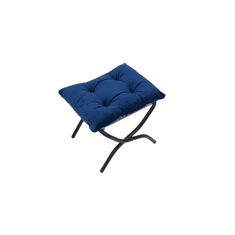 Fauteuil de salon contemporain Accent, fauteuil simple à cadre en acier avec accoudoirs et une poche latérale, avec repose-pieds, avec tabouret.