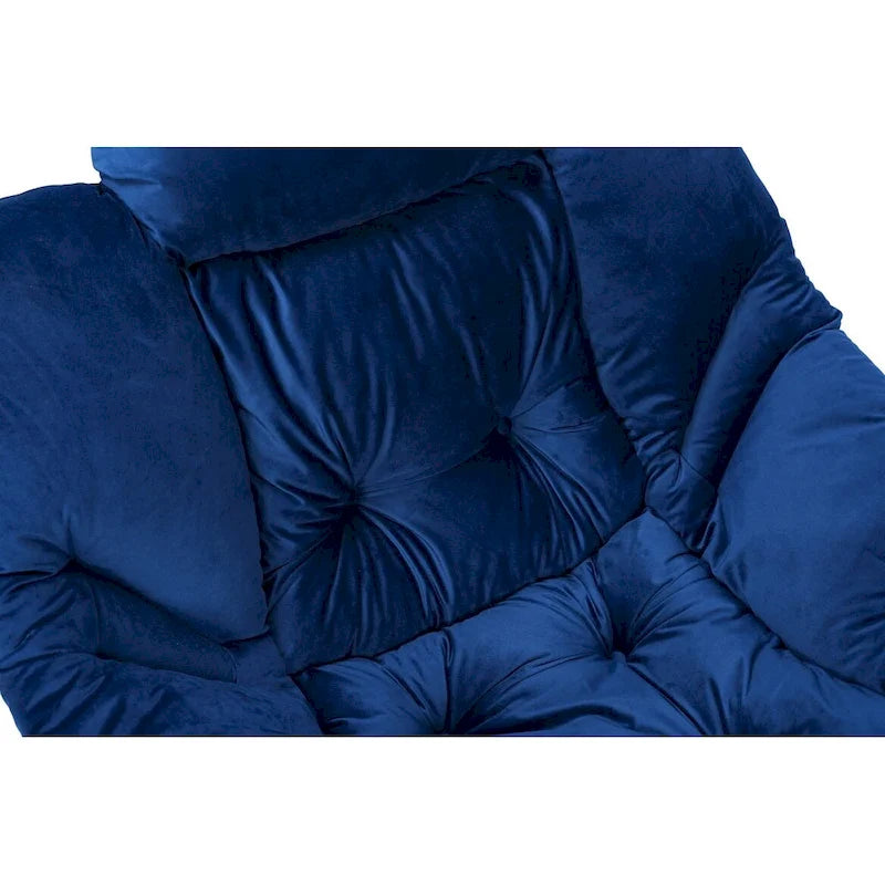 Fauteuil de salon contemporain Accent, fauteuil simple à cadre en acier avec accoudoirs et une poche latérale, avec repose-pieds, avec tabouret.