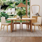 Warm Pine Boho Dining Table for 6, Rattan Accent