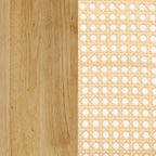 Warm Pine Boho Dining Table for 6, Rattan Accent